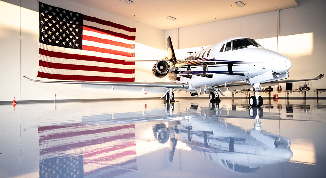 american flag and aircraft